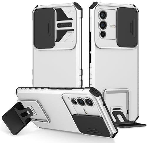 Lucyliy Hülle für vivo V23 5G Hülle Kompatibel mit vivo V23 5G Handyhülle case PC backptare+TPU Soft Shell+Ring Stand ZJ-LTT White