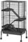 PawHut Jaula para Animales Pequeños de 4 Niveles Jaula para Roedores con Ruedas Rampas Cuenco Botella de Agua y Bandeja Extraíble Recinto para Conejos Chinchillas Hurones Cobayo 69x44x120 cm Negro