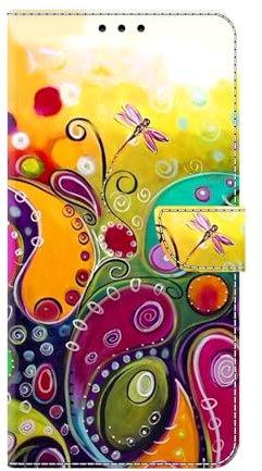 Wuhaizher for iPhone 16e Case Flip Shockproof Leather Folio Book Wallet Case for Girly Kids with Card Holder Slots Kickstand Silicone Bumper Phone Cover for iPhone 16E 2025, Dragonfly