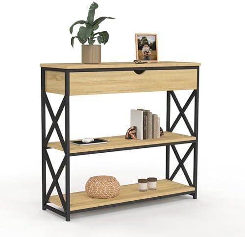 IDMarket - Console 1 tiroir Wayne 2 étagères Design Industriel