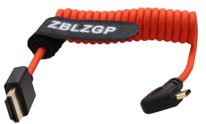 ZBLZGP Cable HDMI 8K tipo A HDMI 2.1 trenzado en ángulo derecho a la izquierda para cámaras Sony Canon R5 Nikon Blackmagic Pocket Cinema (curvatura derecha Mirco HDMI-HDMI, trenzado rojo)