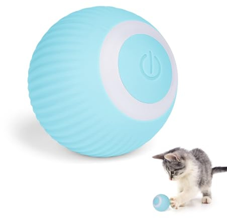 Adiwo Interaktives Katzenspielzeug Ball, Katzenspielzeug Elektrisch Katzenball, USB Rechargeable Elektrisch Katzenball mit LED Licht, Haustier Unterhaltungskugeln für Kätzchen (Blau)