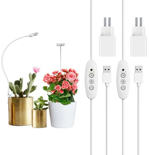 SANSI LED Pflanzenlampe, 4.5W Pot-Clip Grow Light mit EU-Stecker, 2-Pack | 4000K Vollspektrum für Zimmerpflanzen, 3/6/12 Stunden Timer, 4 Dimmbare Helligkeitsstufen, Geeignet für kleine Pflanzen