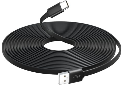 5M/16.4FT Flat USB C Cable, Extra Long USB A to USBC Charging Power Extension Cord for Home Security Cameras, Phones, Tablets, Gaming Controller and More USB C Devices, Support Data Transfer-Black