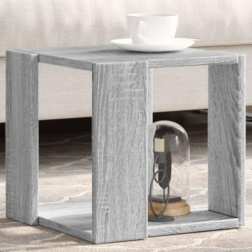 Runheo Couchtisch Grau Sonoma-Eiche 32x32x30 cm, Holzwerkstoff, quadratischer Beistelltisch mit Stauraum für Wohnzimmer, pflegeleicht, robust