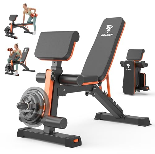 XCHIEF Adjustable Weight Bench - 1000LBS Capacity Heavy Duty Foldable Workout Bench for Full Body Exercise, Flat/Incline/Decline, Bench Press for Home Gym with Preacher Pad & Leg Extension