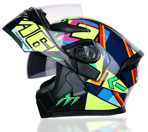 Erwachsene Motorrad Klapp-Fronthelm ECE Zertifiziert Flip-Up Helm Modula Motorrad-Integralhelm Dual-Sonnenblende Erwachsene Männer Frauen Roller Helm B,M=(57-58CM)