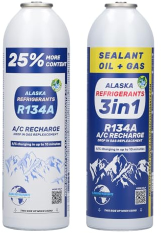 Alaska Refrigerants 3in1 R134a Ersatzkältemittel mit PAG 100 Öl und Dichtmittel + R134a Ersatzkältemittel