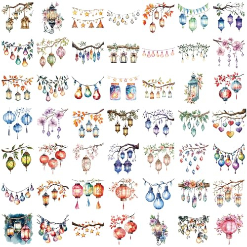 100 Stück Aesthetic Sticker Set, Vintage Lichter Aufkleber für Scrapbook, Bullet Journal Zubehör, Laptop, Handyhülle, Fotoalbum, PET Transparent Wasserfest Decals für DIY Basteln Geschenk