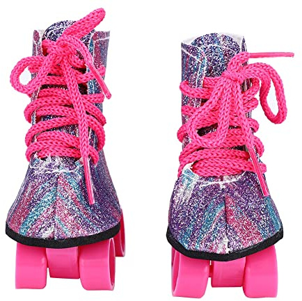 Aolidsive Puppen-Rollschuhschuhe, Modisches Accessoire für 18-Zoll-Puppen, Rosa Rollschuhe für Zum Rollenspiel (Colorful)