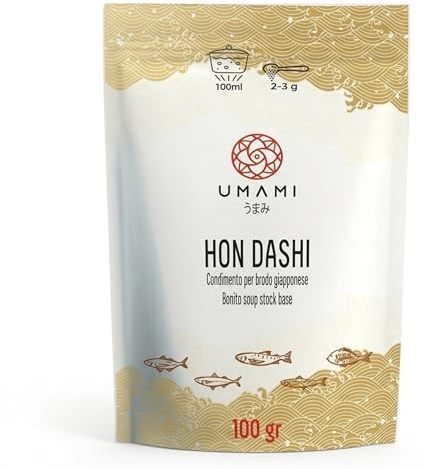Umami Hon dashi Premium 100g - Brodo Dashi Naturale in Polvere - Solo Katsuobushi, Shiitake e Kombu - Senza Glutammato - Prodotto in Italia