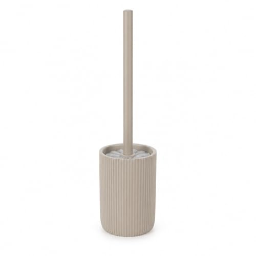 Samos WC-Garnitur Taupe aus Polyresin, Toilettenbürste mit geripptem Bürstenhalter, Bürstengriff aus Edelstahl 201, Bürstenkopf aus Kunststoff PP, Elegante Klobürste für Bad & Gäste-WC