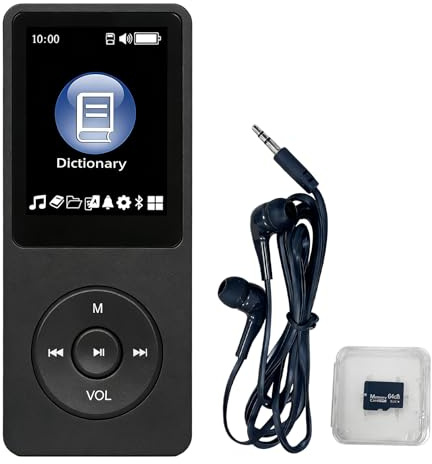 MP3 Player, 64GB MP3-Player Mit Bluetooth 5.0, 1.8 Screen Tragbare Musik Player FM-Radio, E-Book, Aufnahme Erweiterbar 128GB Kopfhörer Im Lieferumfang Enthalten Für Sport (Schwarz)
