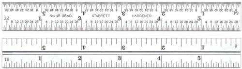 Starrett Klinge nur für Kombinationswinkel, Sets oder Schrägwinkelmesser – ideal für Holz- und Metallbearbeitung – 15,2 cm Länge, satiniertes Chrom-Finish, 4R-Graduierung – CB6-4R