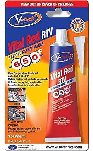 V-tech Red RTV Silicone Instant Gasket Maker 650F 85g