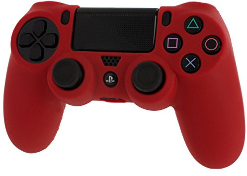 ZedLabz soft silicone skin grip protective cover for Sony PS4 controller rubber bumper case with ribbed handle grip [Playstation 4] - red
