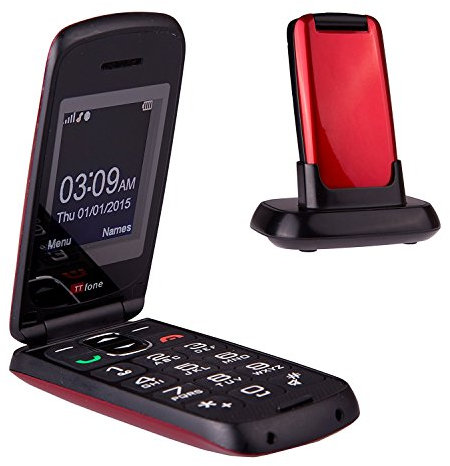 TTfone Star - Telefono Cellulare con Tasti Grandi, Facile da Usare, Chiusura a Conchiglia, Compatibile con Qualsiasi Sim (Rosso)