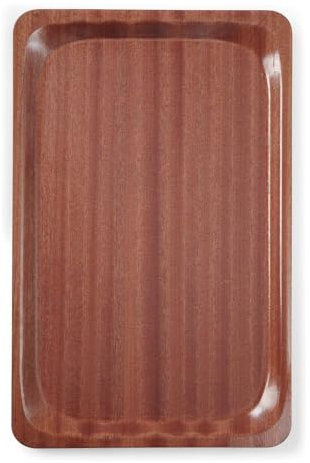HENDI Serviertablett, AmberBox, Rutschfester Gummibeschichtung, Schock- und bruchfest, flachem Rand, Gastro Tablett, Tablett, 325x530mm, Holzoptik