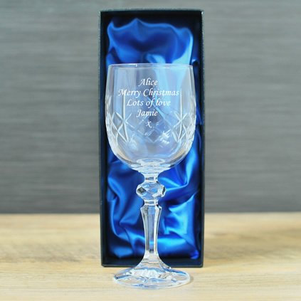 Lucy G Engraved Crystal Wine Glass in Silk Gift Box for Bridesmaid/Mum/Wedding Exclusive to 1st Class Gifts [Custom]