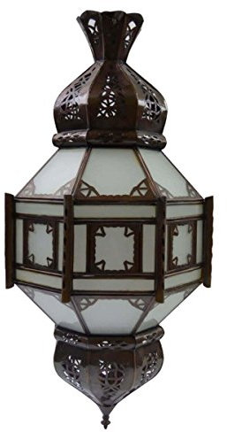 Simandra Orientalische Lampe Palast Laterne Hängelampe marokkanische Deckenlampe Hänge Leuchte Deckenleuchte Orient TEMPEL 60 cm Color Weiß