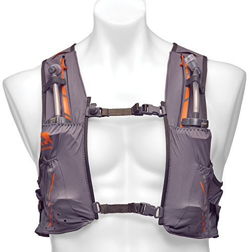 Nathan vaporkrar Hydration Pack Running Vest, inkl. Zwei 12oz Fläschchen mit verlängerter Trinkhalme, kompatibel mit 1.8L Reservoir Blase, Herren, Damen, NS4535, stahlgrau