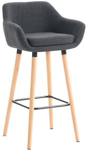 CLP Barhocker Grant I Thekenhocker Mit Stoff-Bezug I Gestell Aus Buchenholz, Farbe:dunkelgrau