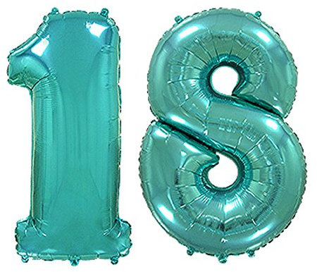 Ballonim Zahlenballon 1 8 100 cm Tiffany blau türkis Mint Luftballon Zahlen Helium LuftballonLuftballons Folienballon Geburtstag XXL Zahl Geburtstag Happy Birthday