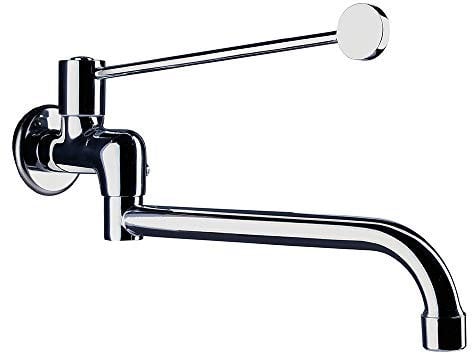 Kibath L162554 Grifo Medical Pared Caño Giratorio. Ideal para Uso en entornos de sanidad con accionamiento Mediante Palanca Larga, Cromo Brillo