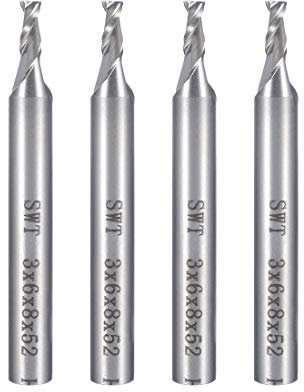 Fresa Uxcell de punta plana recta para fresadora CNC. Brocas con dos canales.