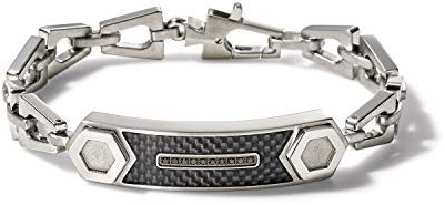 Bulova Mens Precisionist Stainless Steel Tuning Fork Chain Link ID Bracelet, M, Non-Precious Metal, Diamond