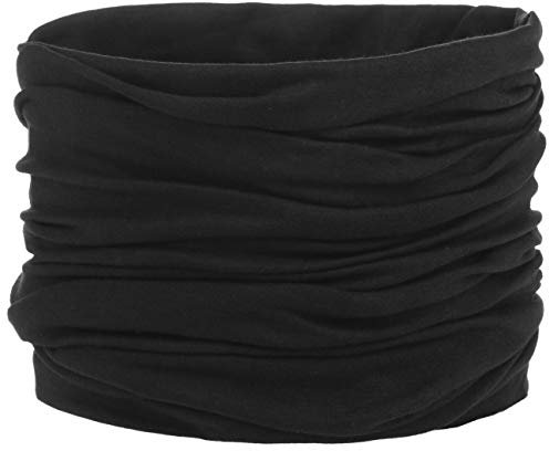 Jersey Multifunktionstuch - Tuch/Schal für Hals, Gesicht, Mund, Nase - Halstuch für Unterwegs und beim Sport - tragbar im Sommer/Winter - schwarz - One Size (ca. 25 cm x 50 cm)