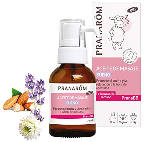 PRANAROM - PranaBB - Aceite de Masaje - Manzanilla Romana - Favorece el Sueño y la Relajación a la Hora de Acostarse - Calma y Crea un Momento Especial de Relajación - 30ml