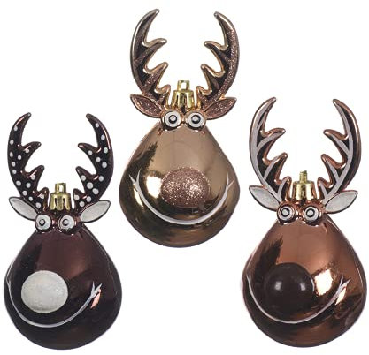 Christbaumkugel, Rentier Gold-braun, Hänger Dekor Glitter ca. 11,5 cm