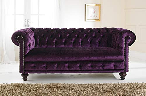 JVmoebel Design Chesterfield Sofagarnitur 2-Sitzer Stoff Couch Lila Polster Sofas Sofa