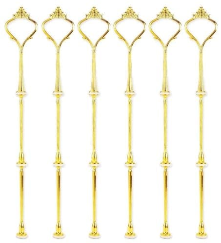 AKORD 6 x Sets 2 or 3 Tier Cake Fittings Gold Plate Stands (Plates not included)
