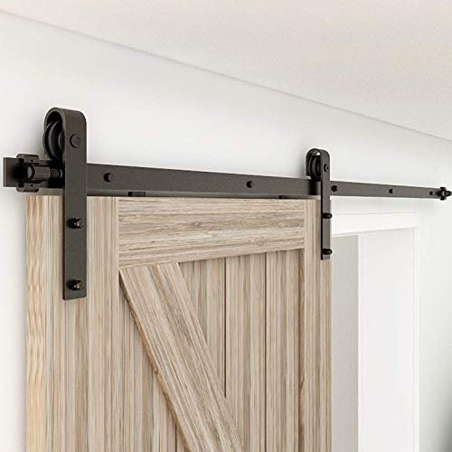WOLFBIRD 246cm-8ft Schiebetürbeschlag Set Holz Schiebetürsystem Schiebetür Set für Einzeltür, Schwarz