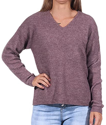 ONLY Damen ONLCAMILLA V-Neck L/S Strickpullover KNT 15204588, Rose Browndetail:Melange,M