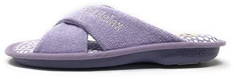 Zapatillas de Estar por casa/Mujer/Biorelax/Empeine :Rizo/Color: Lila/Talón Acolchado/Suela Goma/Talla 39