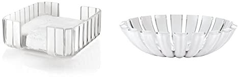Guzzini Portatovaglioli Grace, Trasparente, 19 X 19 X H 7.3 & Cestino Grace, Trasparente, Ø25.1 X H6.5 Cm