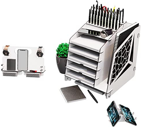 Schreibtisch Organizer groß, HxBxT 35,5x31x34,5cm, Tisch Organizer Holz, Organisation Schreibtisch, Büro Organisation, Büro Organizer, Organiser, MDF, weiß