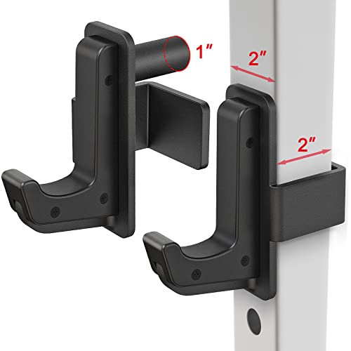 SELEWARE J-Haken aus Stahl für Power Cage Squat Rack Befestigung, nur für 5,1 x 5,1 cm Vierkantrohr mit 2,5 cm Lochleiste, Langhantel-J-Hakenhalter für Power-Rack, J Cups 2 Stück