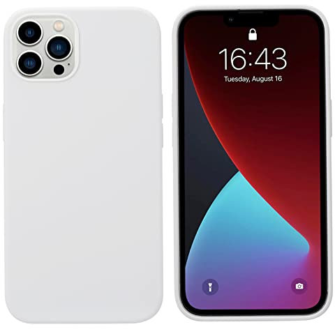 THBY Cover iPhone 13 Pro,Custodia Antiurto Gomma Gel Silicio Liquido con Fodera Tessile Microfibra Morbida Silicone Case Protettiva Cover per Apple iPhone 13 Pro.(6.1 inch,Bianco)