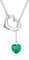 Qings Collana Cuore Donna Argento 925 Smeraldo Verde Collana Ciondolo a Cuore Pietra Portafortuna Maggio Birthstone con Zirconia Brillante Natale Compleanno Gioielli Regalo per Ragazze Madre Figlia