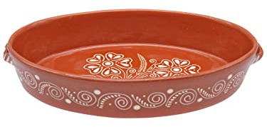 Portuguese Pottery Terracotta Clay Oval Baking Pan for Oven Casserole Made in Portugal
