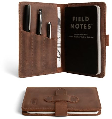 Leder-Feldnotizenhülle für 8,9 x 14 cm. Notizbücher, Hülle für Moleskine Cahier Notizbuch im Taschenformat, EDC-Journal-Hüllen mit Stifthalter, Reise-Skizzenetui, kleiner Planer, Notizblock-Zubehör