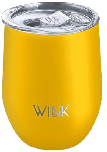 WINK Thermobecher Edelstahl 350ml – Auslaufsicher, BPA-frei, hält 3-4h heiß & 4-5h kalt – Thermos Kaffeebecher To Go, Isolierbecher für Kaffee, Tee, Wasser – Thermobecher mit Deckel - Gelb