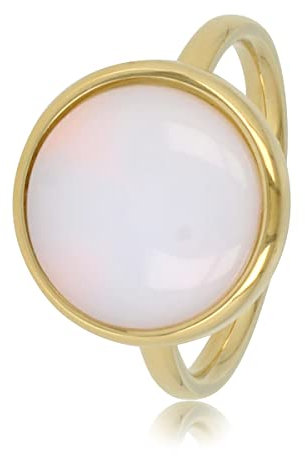 My Bendel Ring Gold mit weißem Quarz Edelstein- Stylischer Ringe für Damen mit echtem Edelstein - Bleibt schön und Verfärbt nicht - Stapeln Ringe - mit Luxuriösen Geschenkverpackung