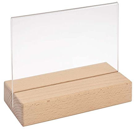Tischkartenhalter DIN A6 Quer mit Fuß aus Buchenholz und Plakattasche aus Acrylglas doppelseitig/Werbeaufsteller/T-Aufsteller/Tischaufsteller/Gastronomie - Zeigis®
