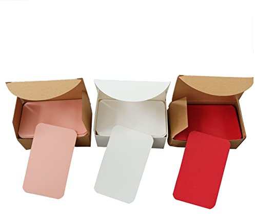 Hoshisea 300 Stück Nachricht Karten, Blanko Papier Karten, DIY Visitenkarten, Memory Wort Karten, Speicherkarte für Schule Oder Büro (Rot/Perlrosa/Weiß)