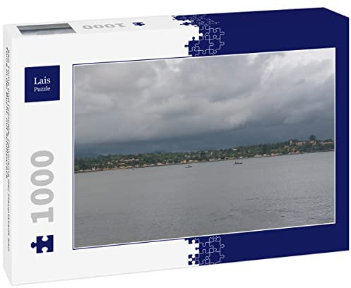 Lais Puzzle Sao Tome und Principe, Panorama der Hauptstadt Sao Tome in der Bucht, mit Schiffswrack 1000 Teile